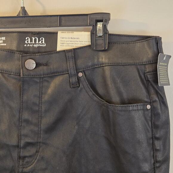 ANA Leather Look Coated Denim High Rise Skinny Leg Pants Jeans 16P Plus Petite - Picture 2 of 8